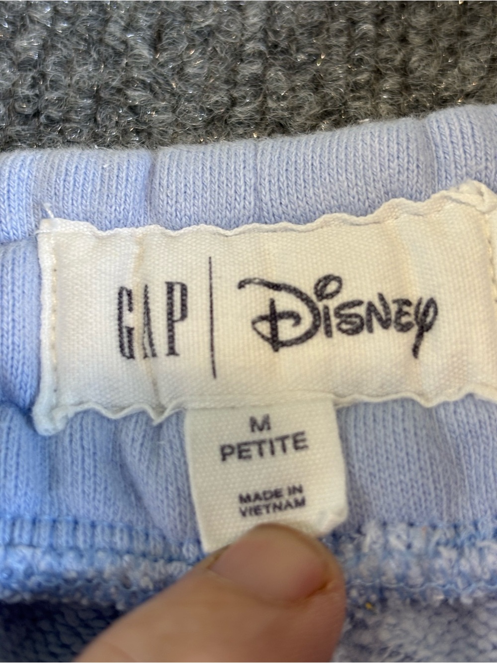 GAP x Disney Stitch Sweatpants Women’s Medium Petite Light Blue Baggy Barrel - Picture 3 of 13
